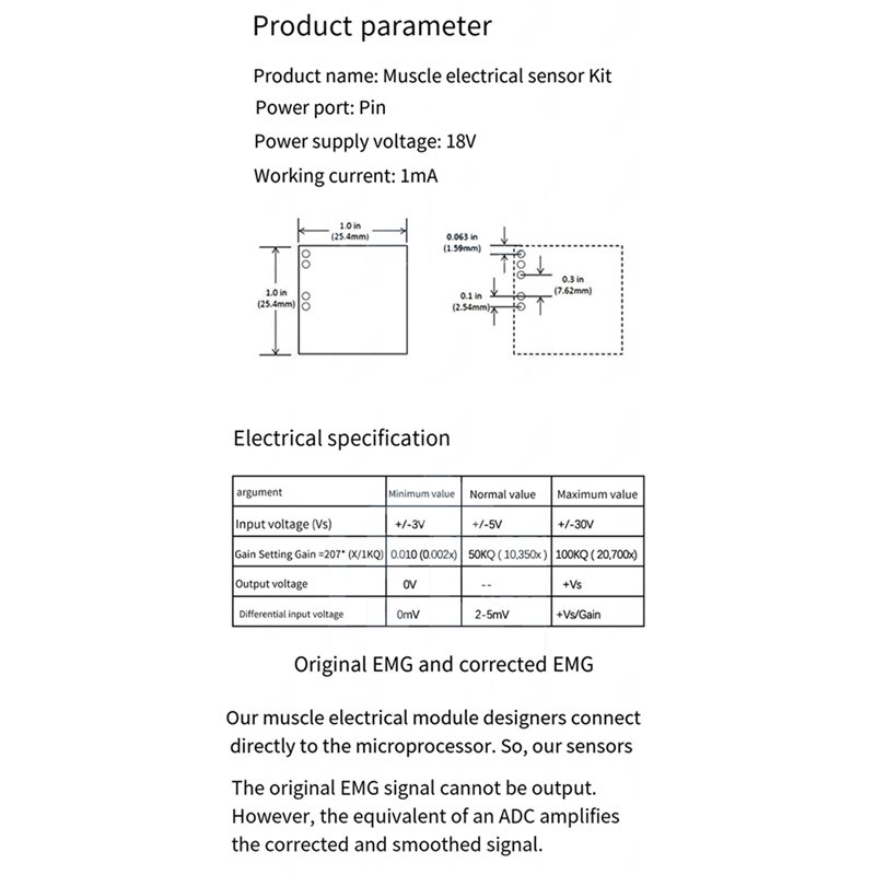 B50B-3X Muscle Electrical Sens - огляд і ціна Muscle Sensor Emg